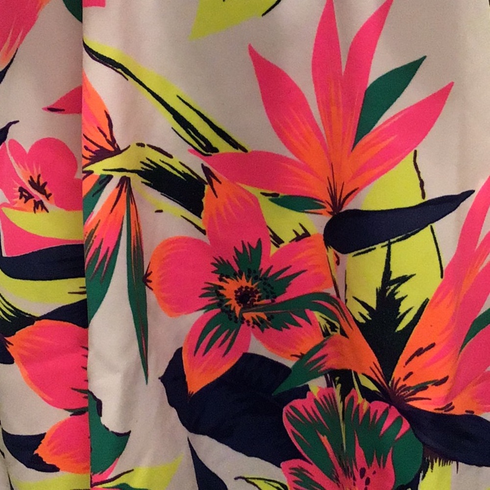 Off-Shoulder Tropical Print Mini Dress - Neon Floral - Picture 2 of 6